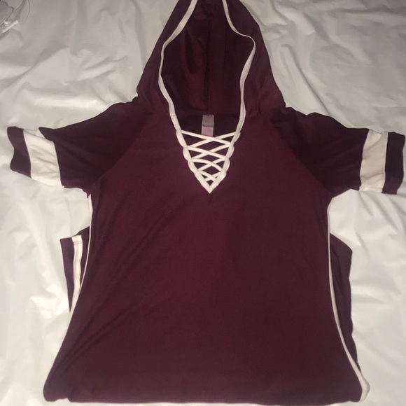 No Boundaries Dresses & Skirts - Red bodycon soft dress with hood